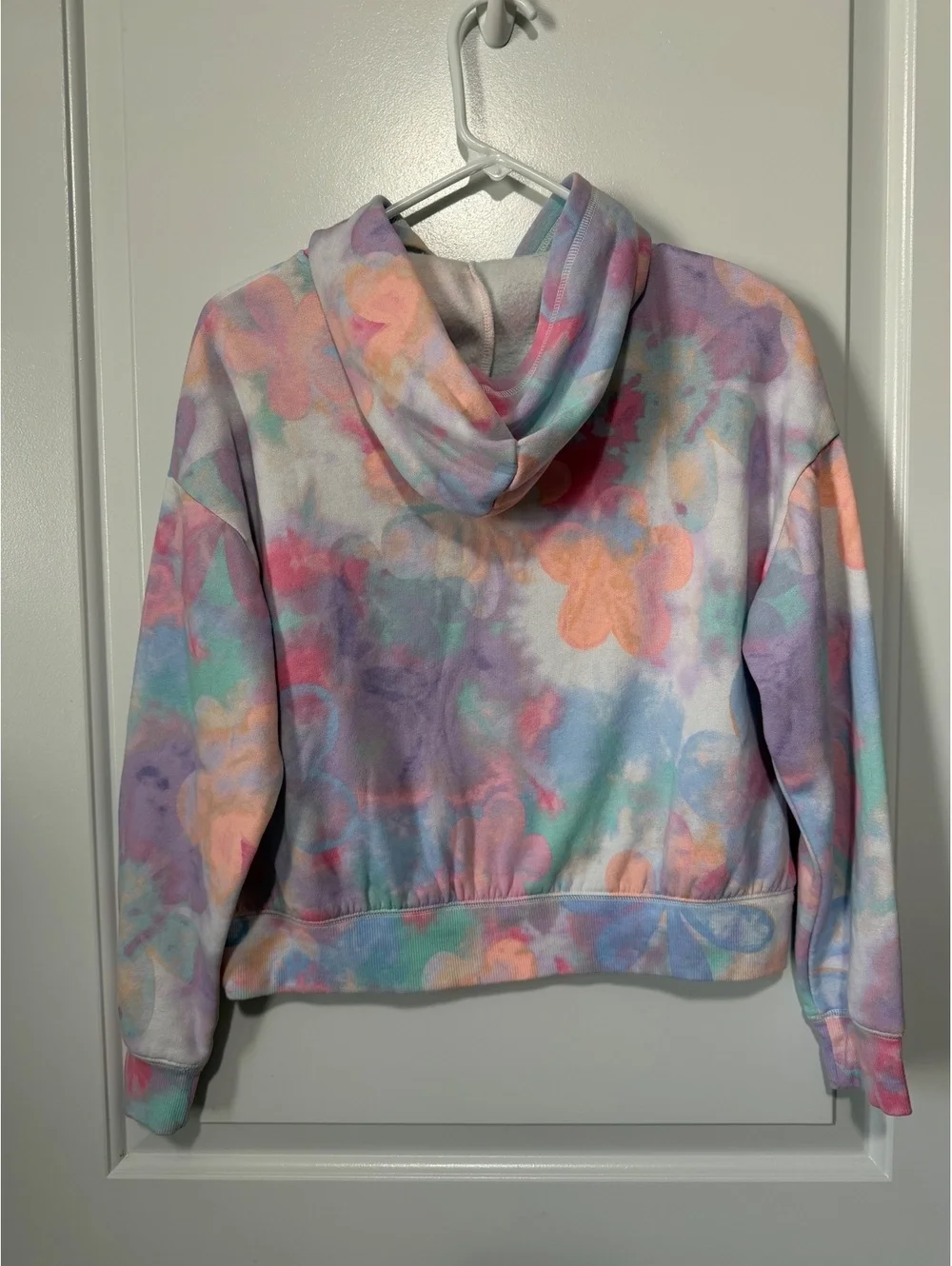 Justice Girls Tie Dyed Hippie Smiley Face Hoodie size large 12/14
